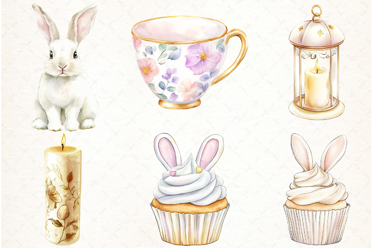 Watercolor Neutral White Easter Clip, an Illustration by Watercolor design (Photo 2 of 4)