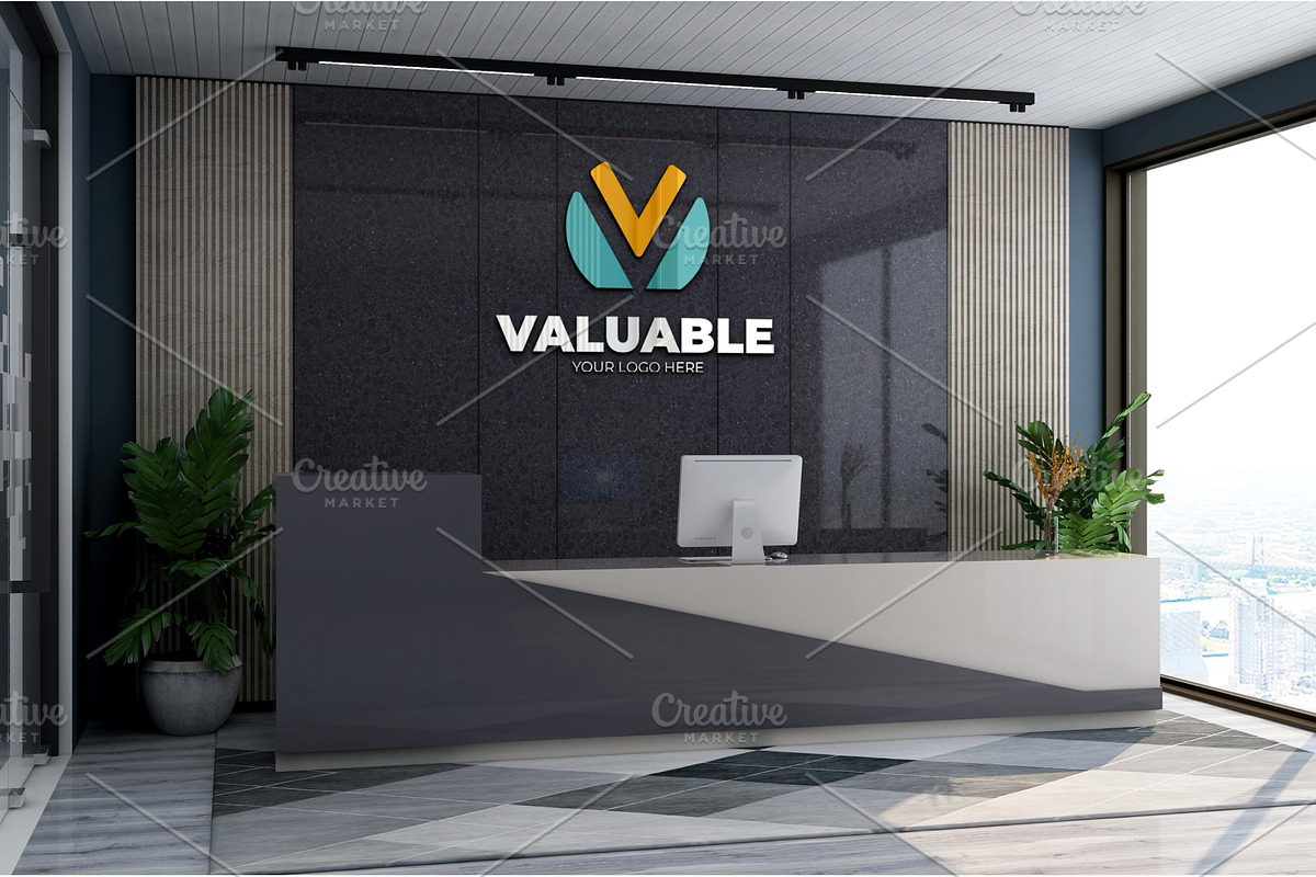 PSD Office Receptionist Wall Mockup, a Product Mockup by Ayy (Photo 6 of 14)