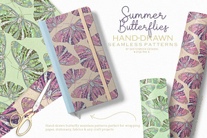 Summer Butterflies Seamless Patterns