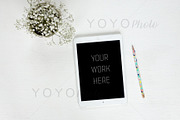 iPad Mockup White Desktop Flat Lay, a Business Photo by YOYO Photo (Thumbnail 1 of 2)