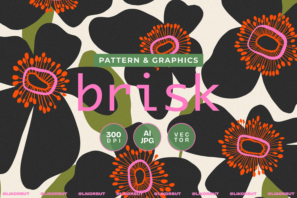 Bold Abstract Modern Flowers Pattern, a Pattern Graphic by likorbut (Photo 1 of 12)