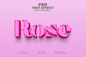 Pink Rose Text Effect Editable PSD