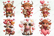 Valentine Highland Cow Clipart, an Illustration by Creative Art (Thumbnail 6 of 9)