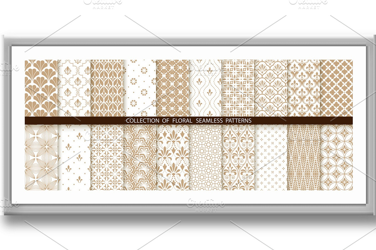 Geometric floral set of seamless, a Decorative Illustration by RODINA (Photo 3 of 3)