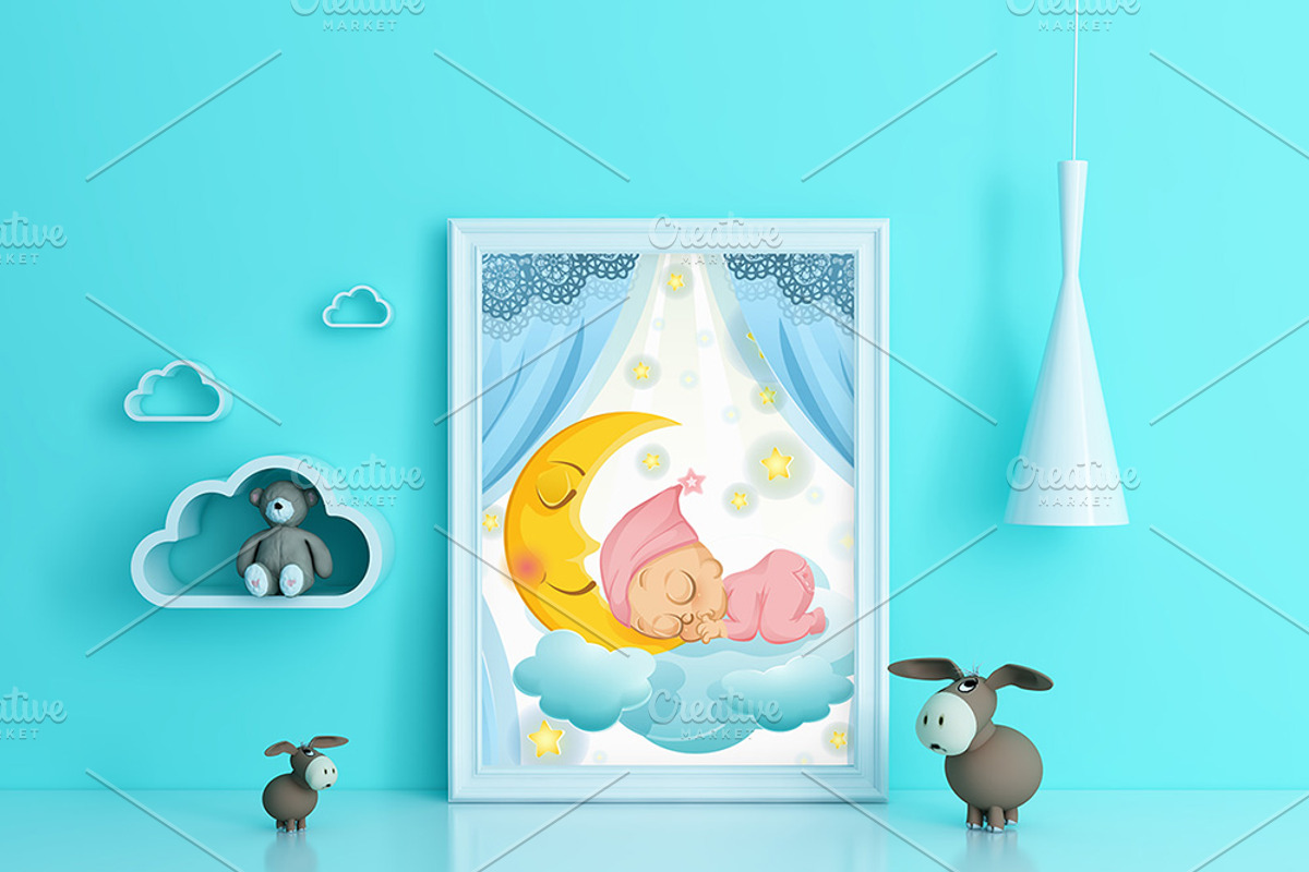 Kids Room Frame Mockups, a Print Template by Milan Mockup (Photo 4 of 6)