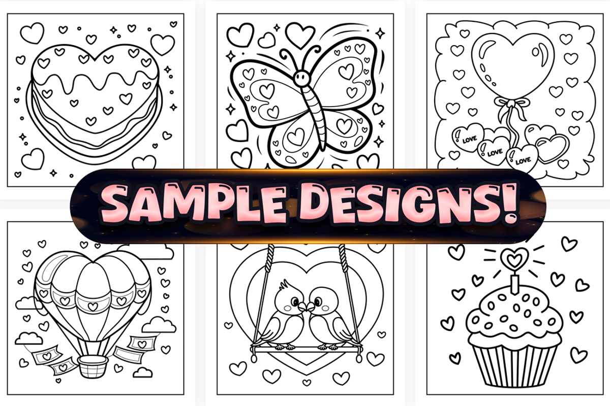 Cute Easy Sweet Love Coloring Page, a Seasonal Illustration by Craftsbeefy (Photo 3 of 4)