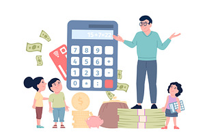 Financial literacy teaching. Man, a Finance Illustration by LadadikArt