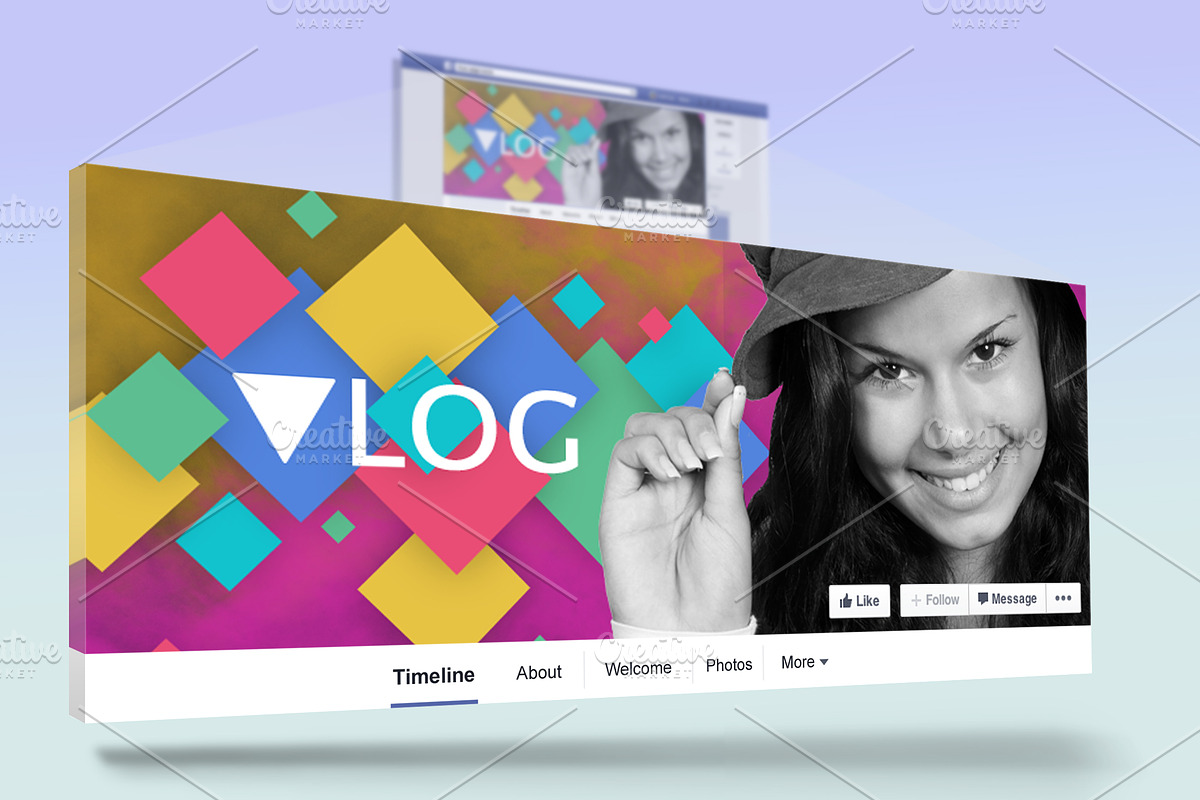 Vlog hero facebook cover template, a Social Media Template by NeptuneDesign (Photo 3 of 4)