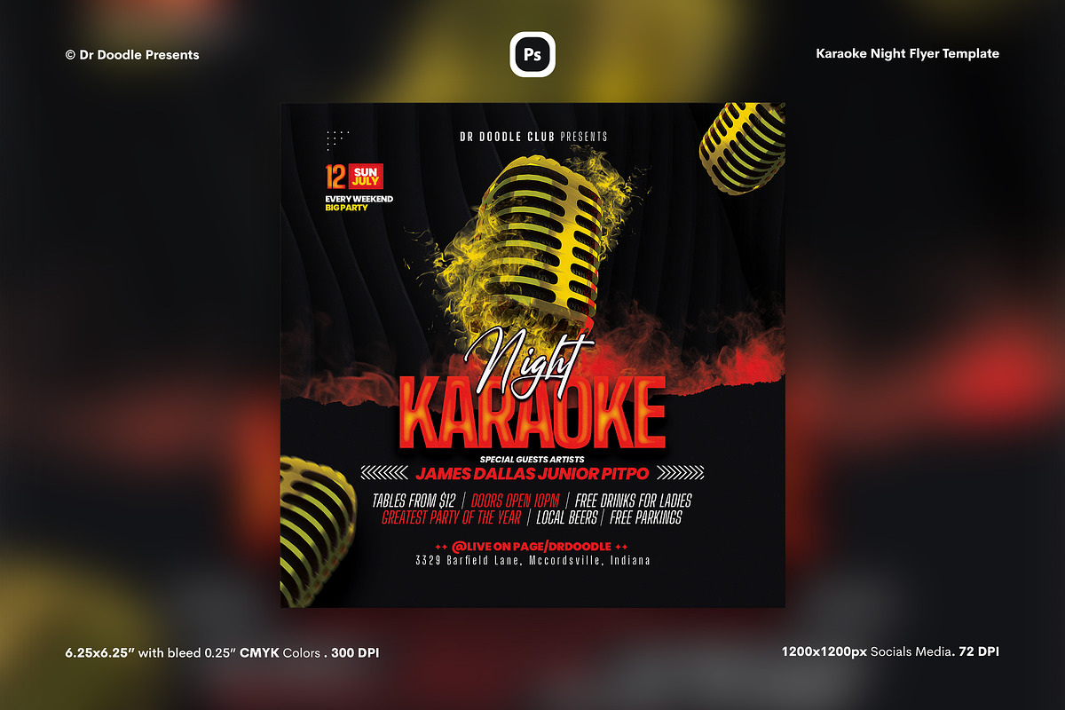 Karaoke Night Flyer & Social Media, a Flyer Template by iDoodle Studio