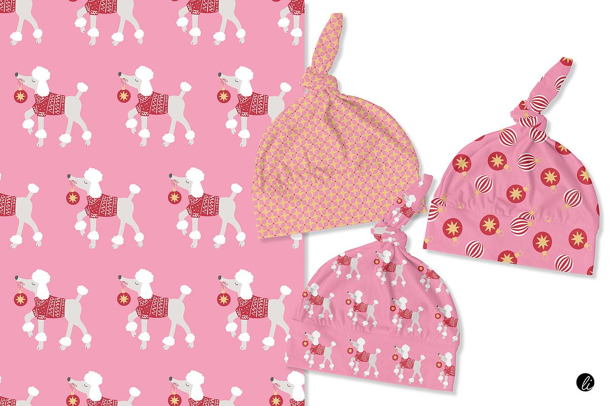 Christmas Poodle Pattern Collection, an Animal Illustration by Andrea Liesert (Photo 3 of 7)