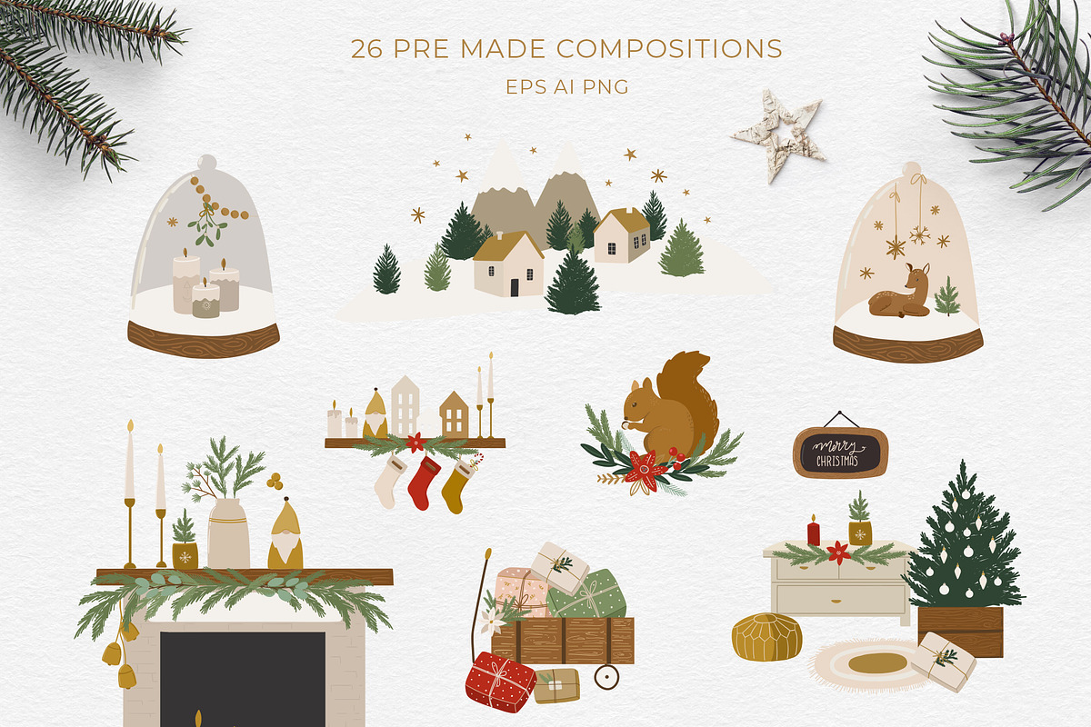 White Beige Boho Christmas, a Decorative Illustration by Cozy pattern shop (Photo 5 of 12)