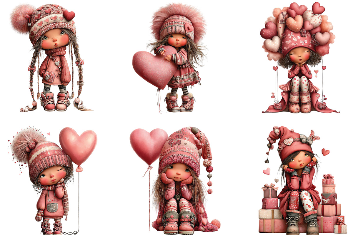 Whimsical Valentines Gnome Girl PNG, an Illustration by CraftArtStudio (Photo 5 of 6)