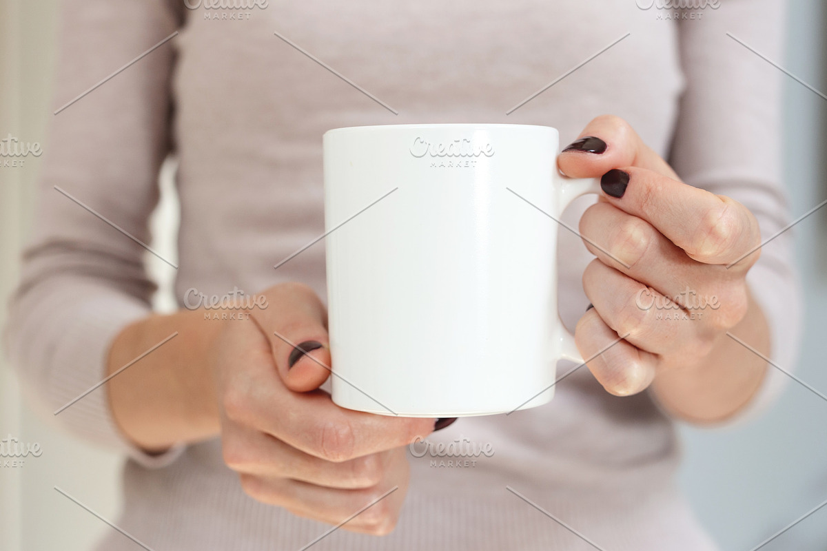 White coffee mug mockup. JPEG file, a Cups & Container Mockup by Valeriia • Svitlini