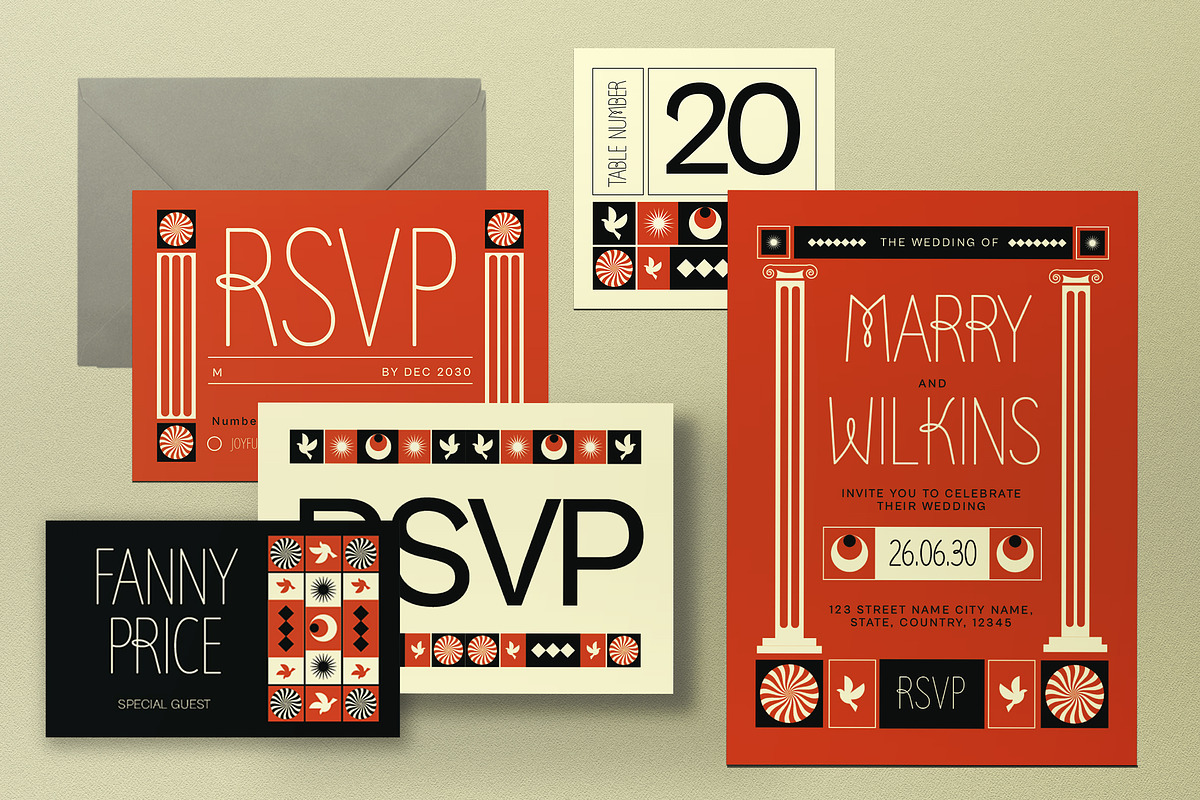 Orange Mystic Wedding Invitation Set, an Invitation Template by graphicook (Photo 3 of 3)