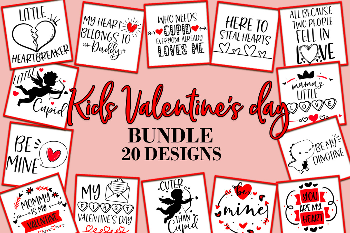 Kids Valentine's Day SVG Bundle, an Illustration by Freeling Design House (Photo 1 of 3)