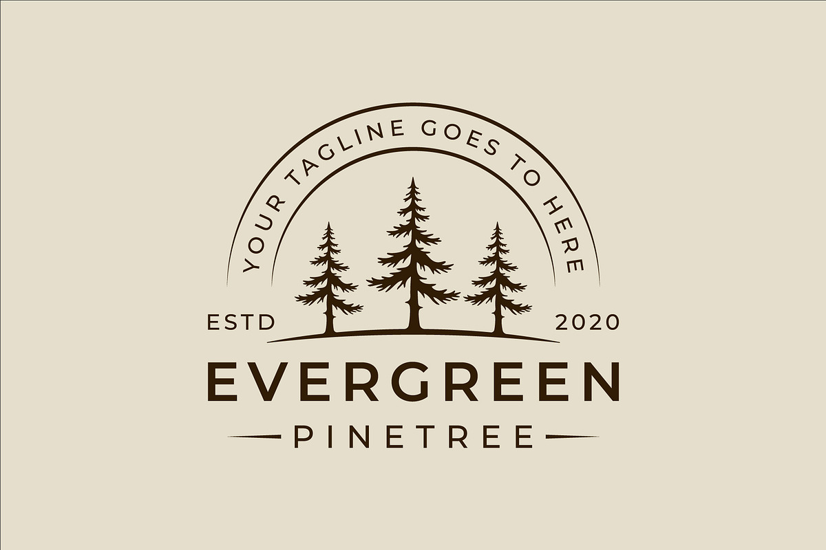 pines tree logo vintage vector, a Branding & Logo Template by zyxroun shop