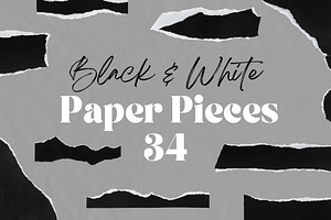 34 Black & White Ripped Paper Pieces, an Abstract Photo by Ksuview