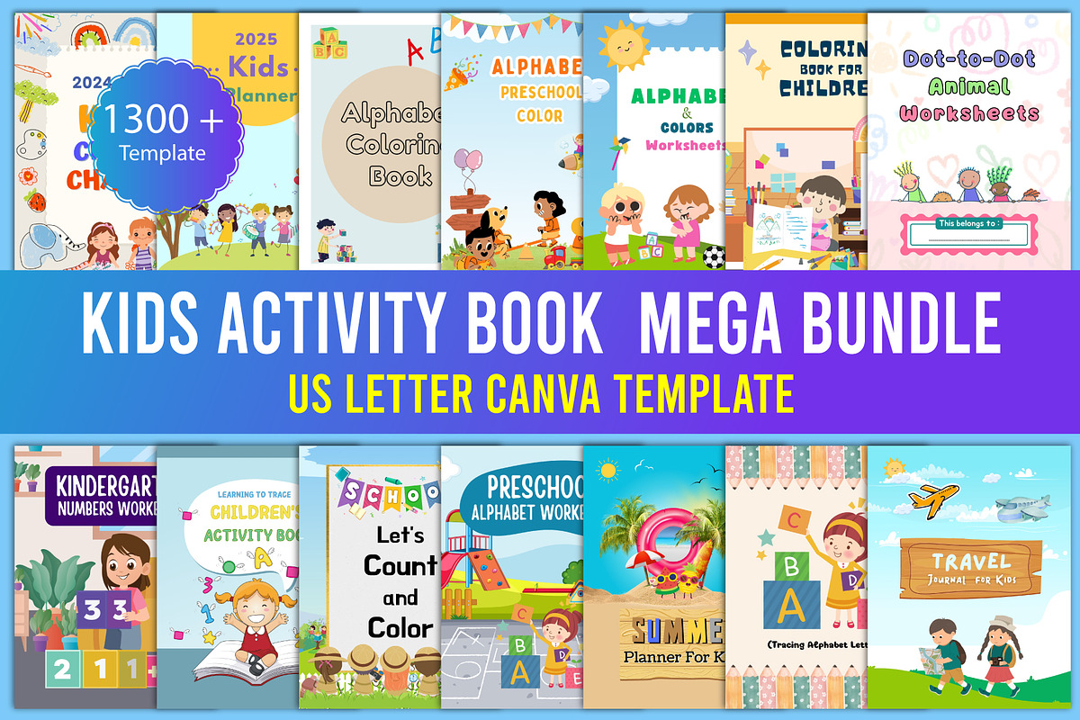 Kids Activity Book Mega Bundle, a Stationery Template by Designmela01 (Photo 1 of 9)