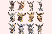 Funny Donkey Clipart PNG Bundle, a Graphic by M9 Design (Thumbnail 3 of 8)
