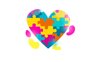 Puzzle Heart Logo. hand drawn. Not, an Object Illustration by Nenahliadava Design