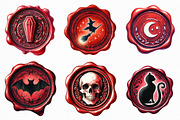 Halloween Red Wax Seal Stamp Clipart, an Illustration by Craft Nest (Thumbnail 5 of 6)