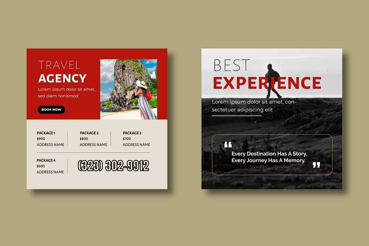 Travel Agency Social Media Post Set, a Social Media Template by MightyDesign (Photo 4 of 8)