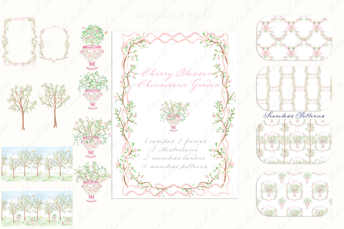 Cherry Blossom Chinoiseries Garden, a Graphic by LABFcreations (Photo 2 of 6)