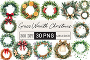 Grass Wreath Christmas Sublimation, an Illustration by Black Bird Studio (Thumbnail 1 of 6)