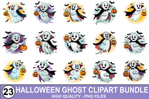 Halloween Ghost Clipart Bundle, a Graphic by crative8112