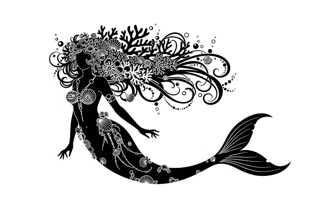 Fantasy Flowing Hair Mermaid Bundle, an Illustration by jahid234 (Photo 18 of 31)