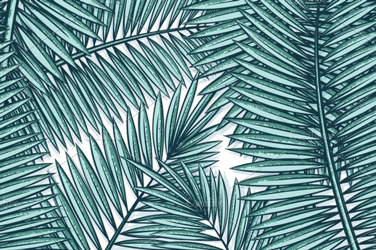 Seamless pattern with palm leaves, a Pattern Graphic by Vectorist