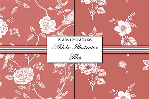 Red Toile De Jouy Patterns