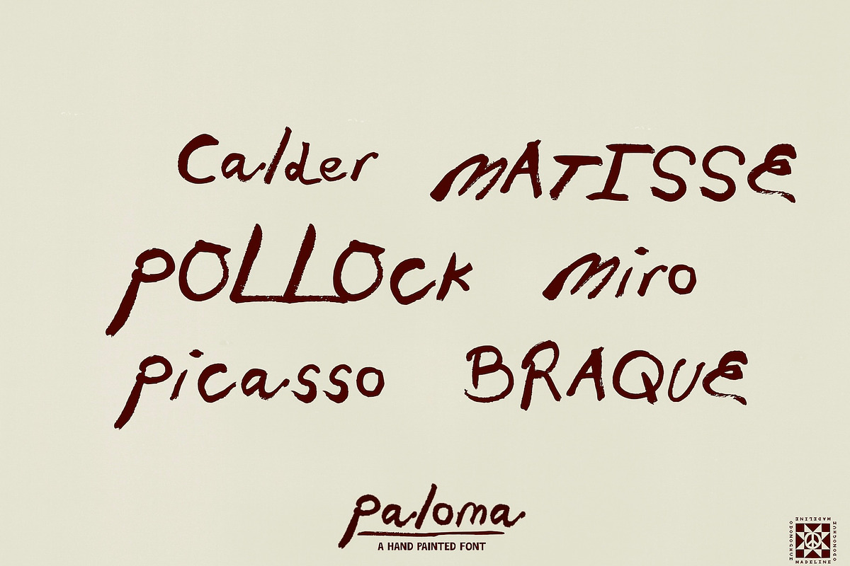 Paloma Hand Painted Font, a Handwritten Font by Madeline ODonoghue Design (Photo 3 of 4)