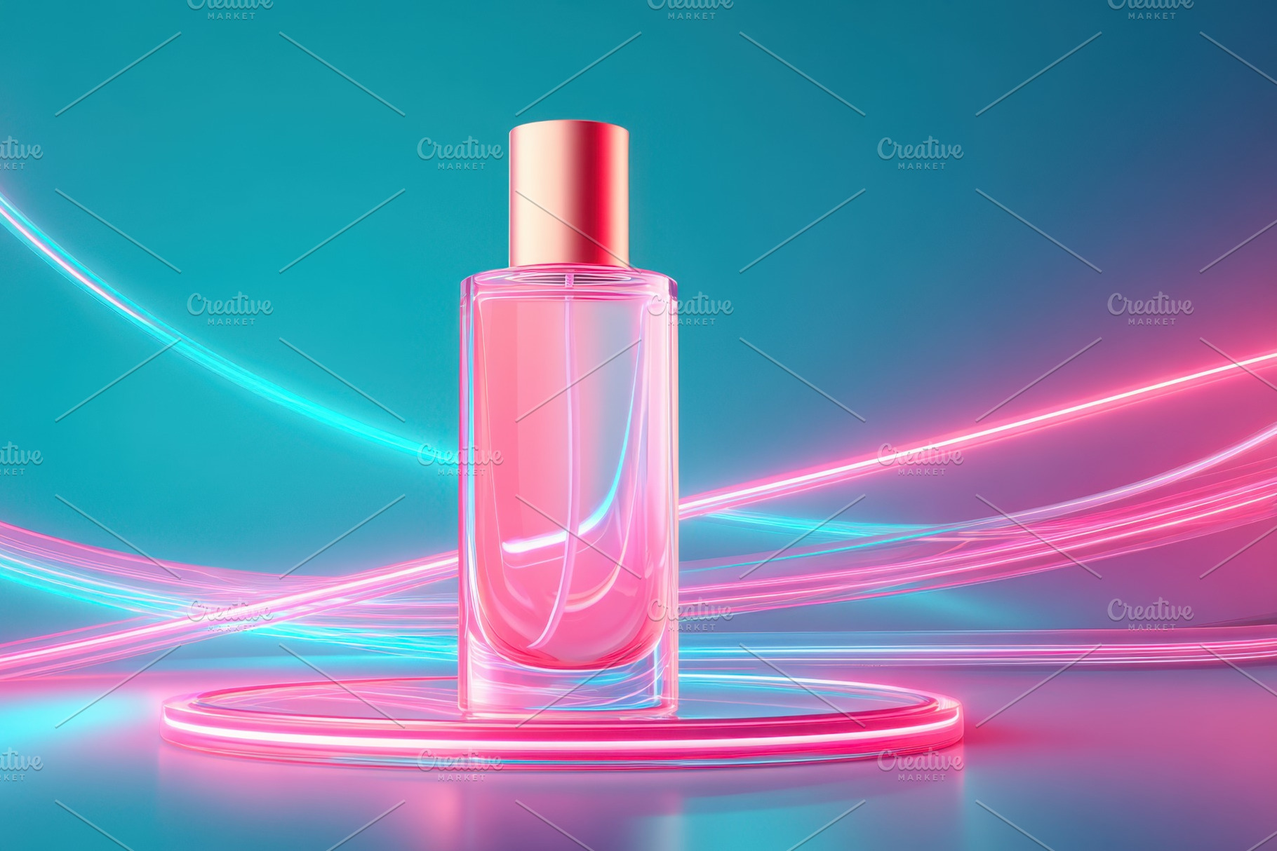 Modern perfume bottle with vibrant lighting, a Beauty & Fashion Photo by AlyaAnd