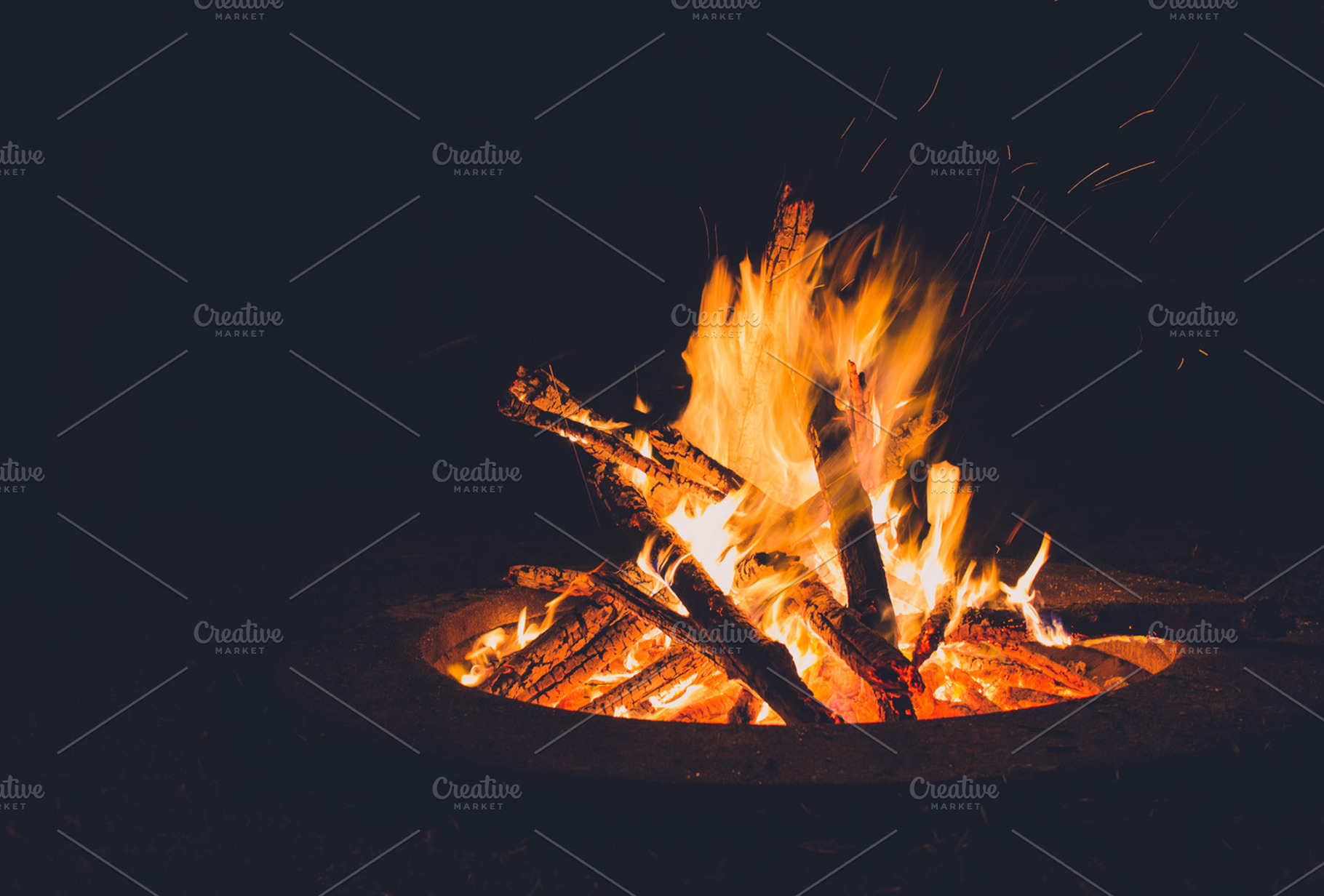 Midnight Bonfire in a Pit, a Nature Photo by Shots by Sleeven