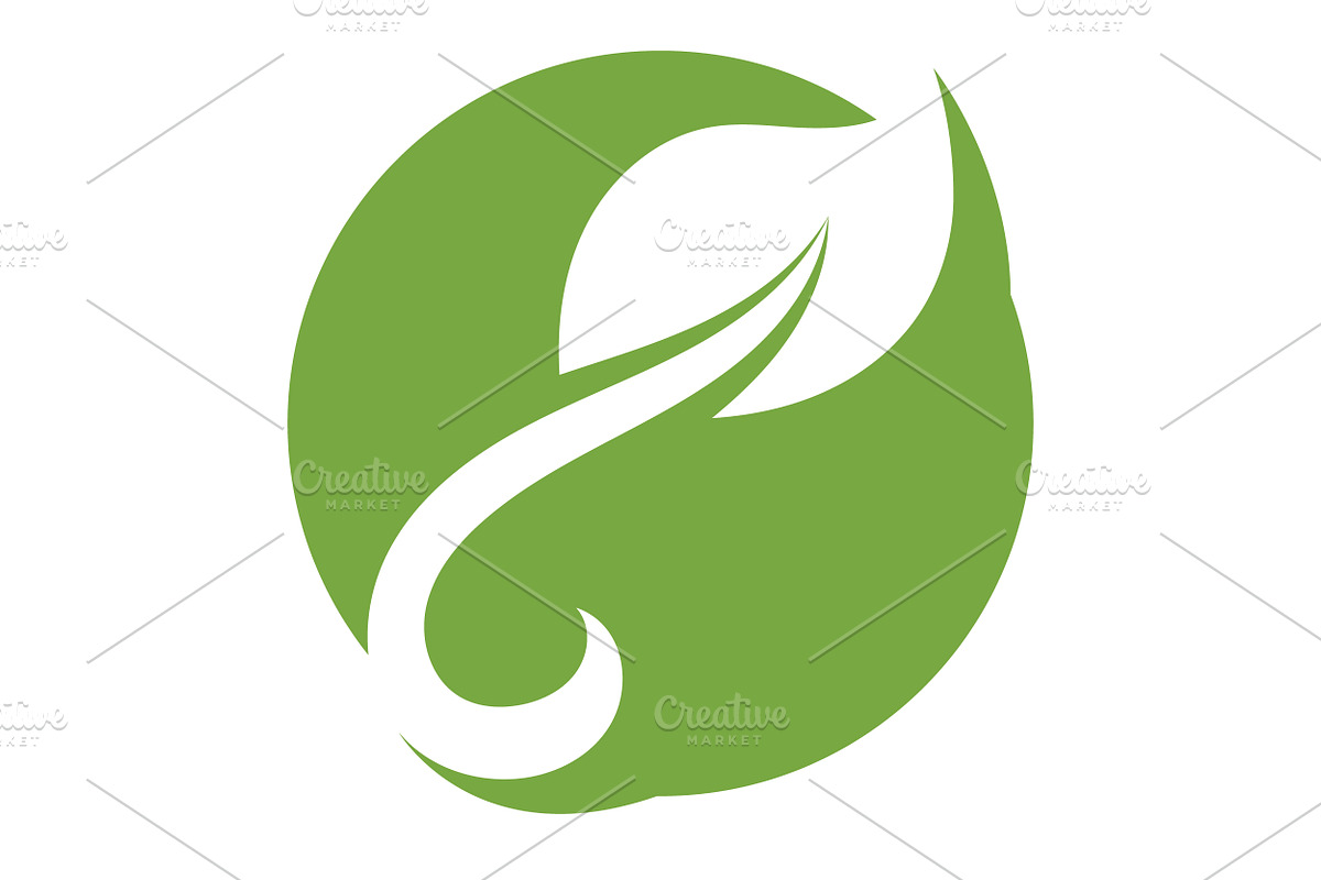 Green leaves form circular design, a Branding & Logo Template by LOGOCREATIVE