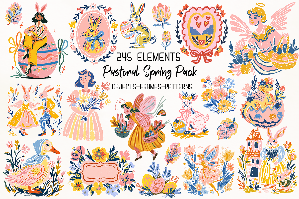 Whimsy Pastoral Spring & Easter Set, a Decorative Illustration by GiraffeCreative (Photo 2 of 21)