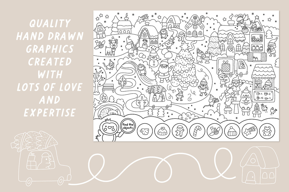Christmas village coloring games, an Education Illustration by Lexi Claus (Photo 14 of 15)