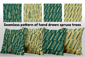 Hand-Drawn Spruce Seamless Patterns
