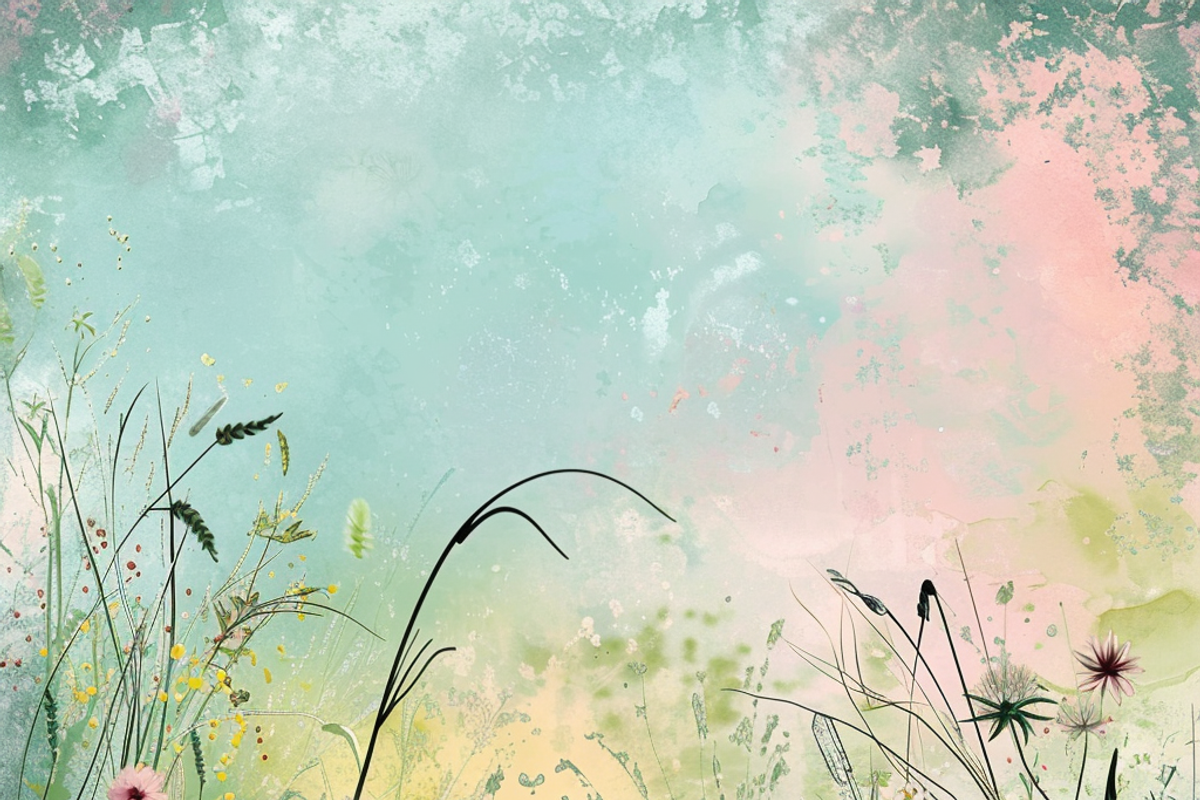 Whimsical Spring Grass and Flowers, a Background Graphic by Printable Treasure (Photo 3 of 9)