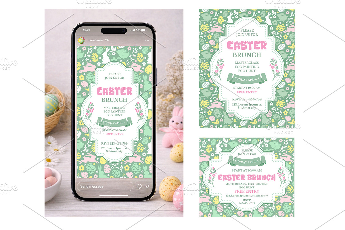 Easter Brunch Invitation Template, a Flyer Template by Vector beauty (Photo 3 of 4)