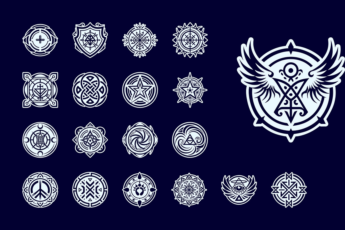 Angel Symbol and Sigils Set, a Solid Icon by Creative Stall (Photo 9 of 9)