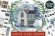 Watercolor Winter Scene Creator, an Object Graphic by JSolomatina (Thumbnail 1 of 19)
