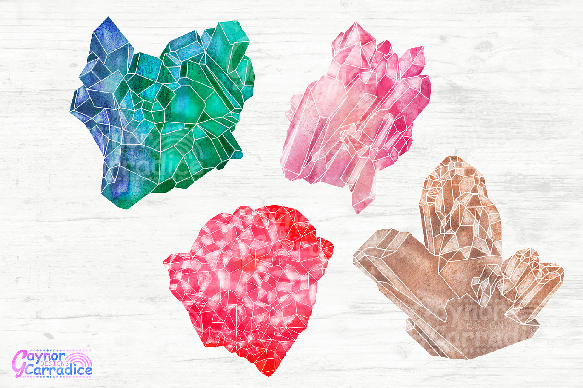 Natural Gemstones Watercolor, an Illustration by Gaynor Carradice Designs (Photo 3 of 4)