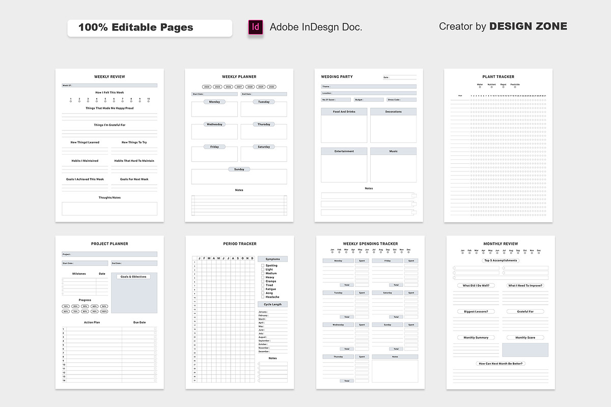 Ultimate Planner Bundle Pack Vol.56, a Stationery Template by Design Zone