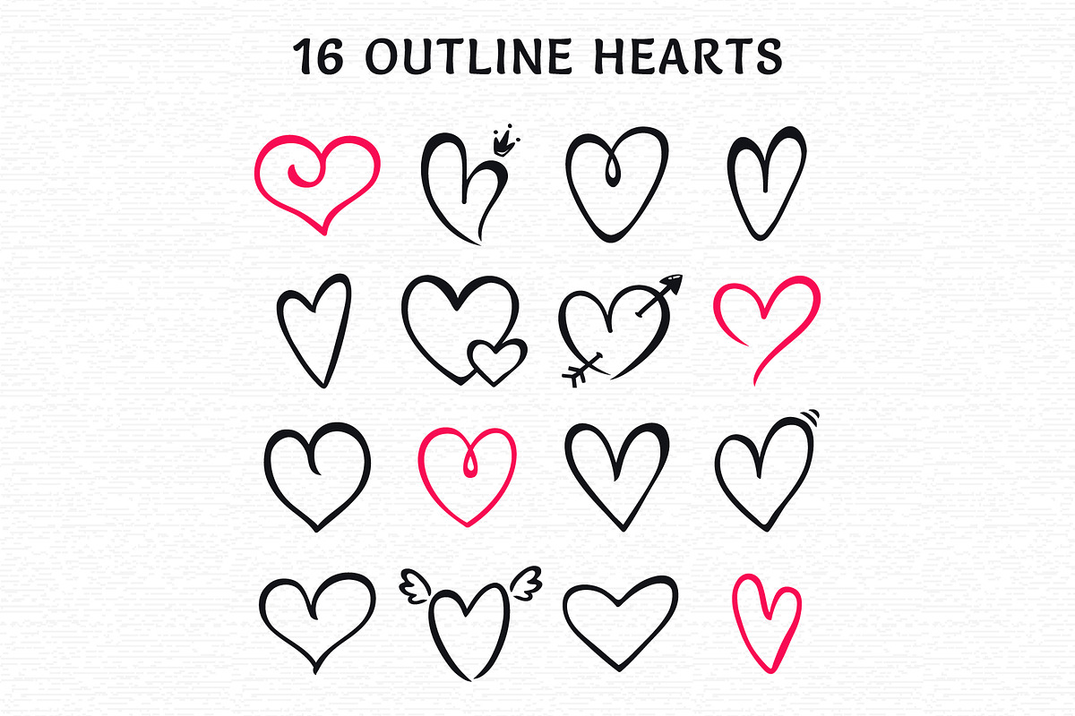 Hand drawn hearts. Big collection., a Decorative Illustration by JuliaMalinovskaya (Photo 4 of 10)