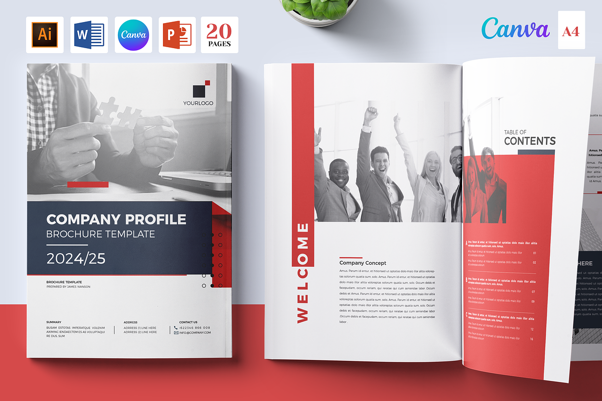 Corporate Profile, CANVA, DOCX, PPT, a Brochure Template by Template Zone (Photo 1 of 10)