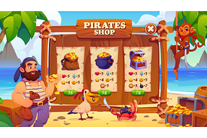 Pirate game interface, shop window, a Person Illustration by Vector Tradition