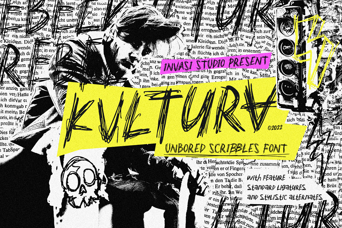 Kvltura - Unbored Scribbles Font, a Font by Invasi Studio (Photo 1 of 10)