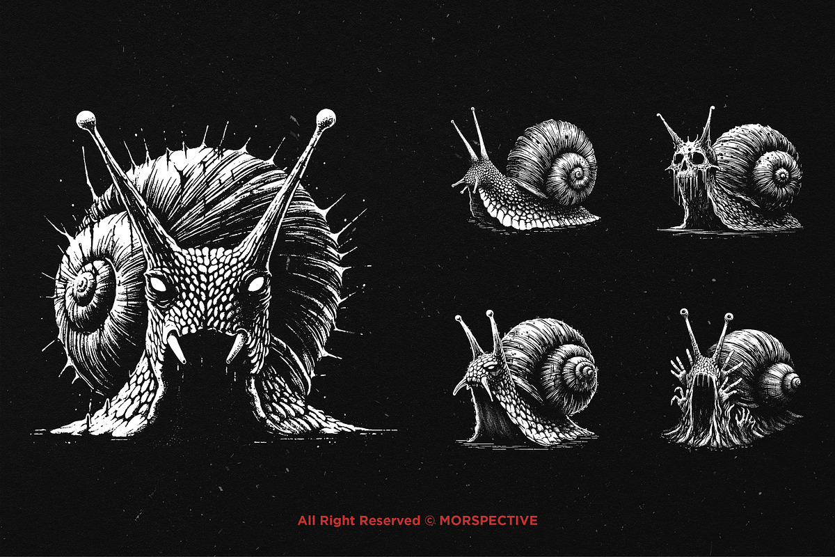 10 Bundle Dark Art Snail Mollusk, an Illustration by Morspective (Photo 3 of 7)